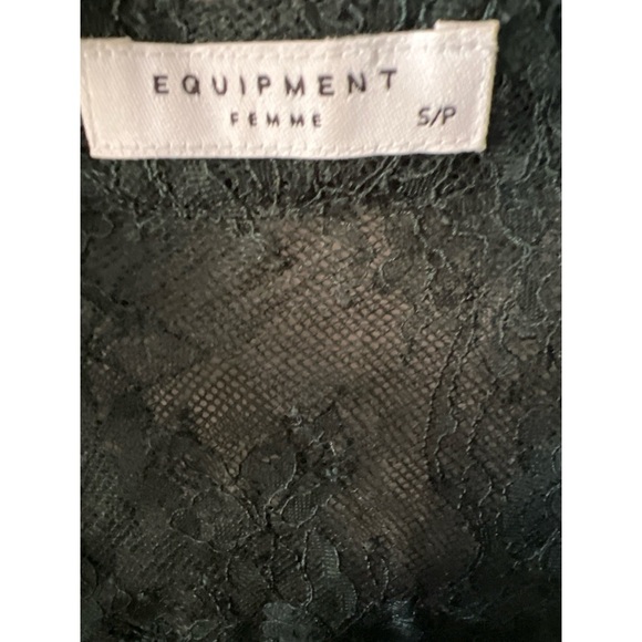 Equipment Sheer Green Lace Top - Picture 2 of 4